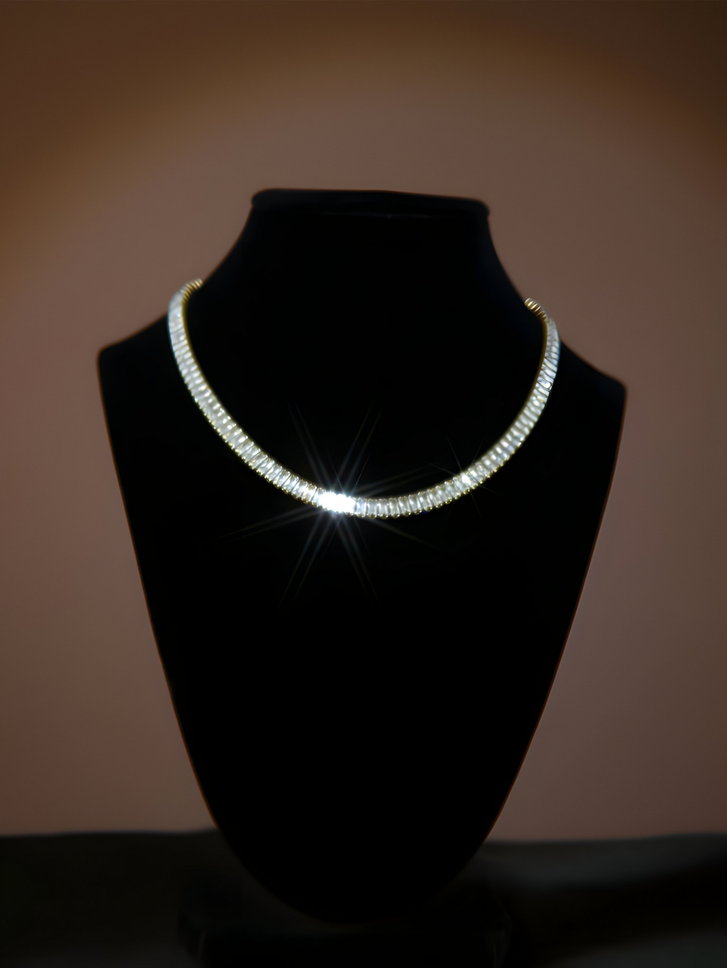 Baddie Baguette Diamond Tennis Necklace