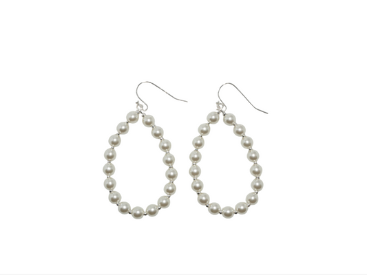 Silver Plated Pearl Teardrop Earrings