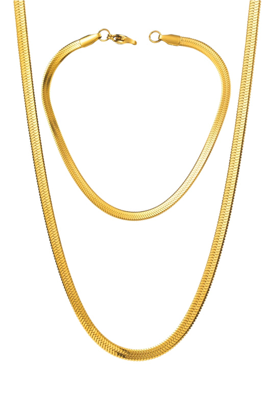 Golden Dream Herringbone Necklace & Bracelet Set